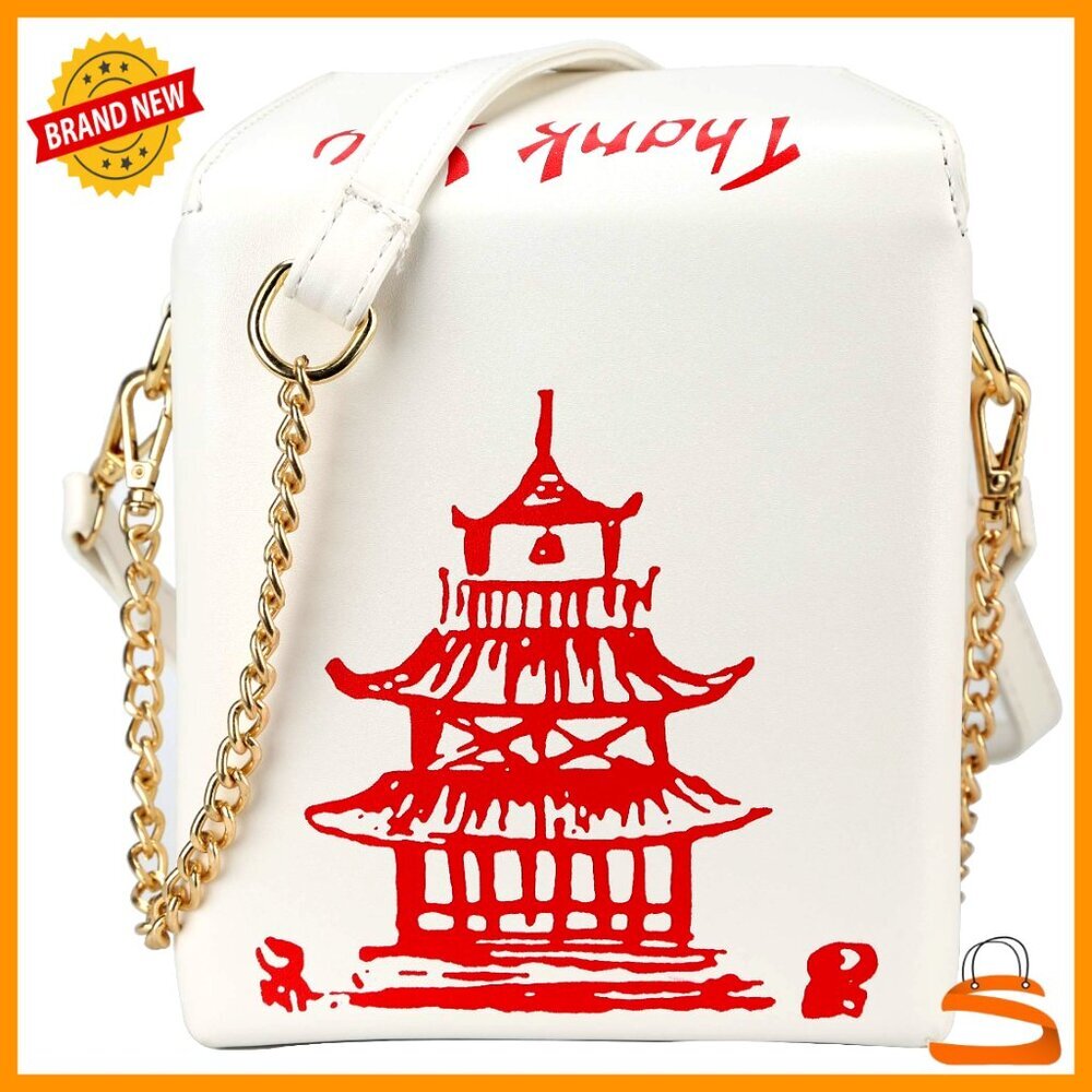Medium Polyurethane Tote Crossbody Bag with Pagoda Print, Buckle Closure